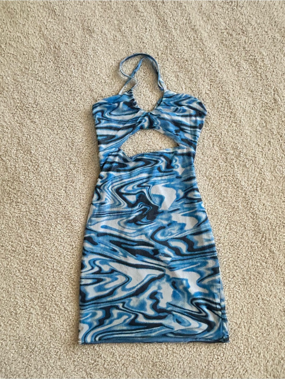 Princess Polly Blue Marble Halter Cutout Mini